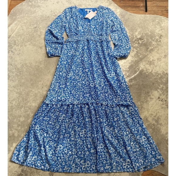 Avec Les Filles Dresses & Skirts - AVEC LES FILLES Tiered Floral Maxi Long Dress Daphne Blue Womens Size 4‎ …